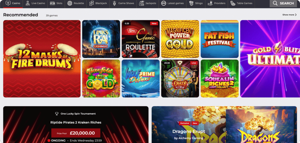32Red Casino slots lobby