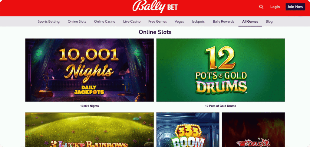 Bally Casino Slots Lobby