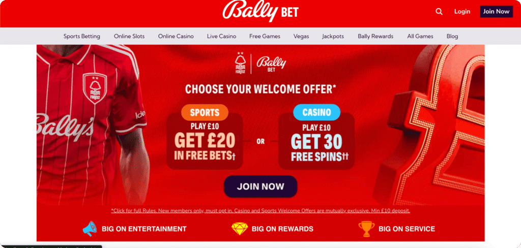 Bally Casino homepage