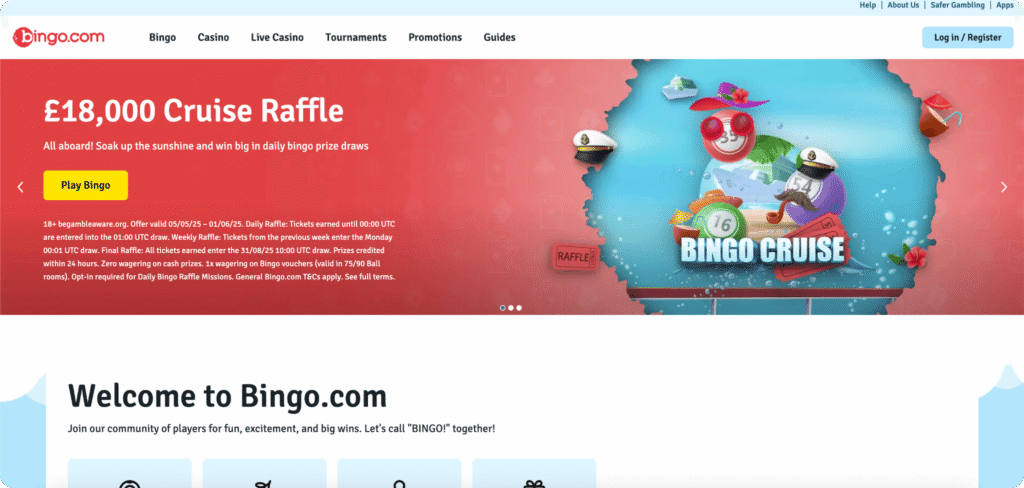 Bingo.com casino homepage