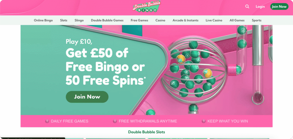 Double Bubble Bingo Casino Homepage