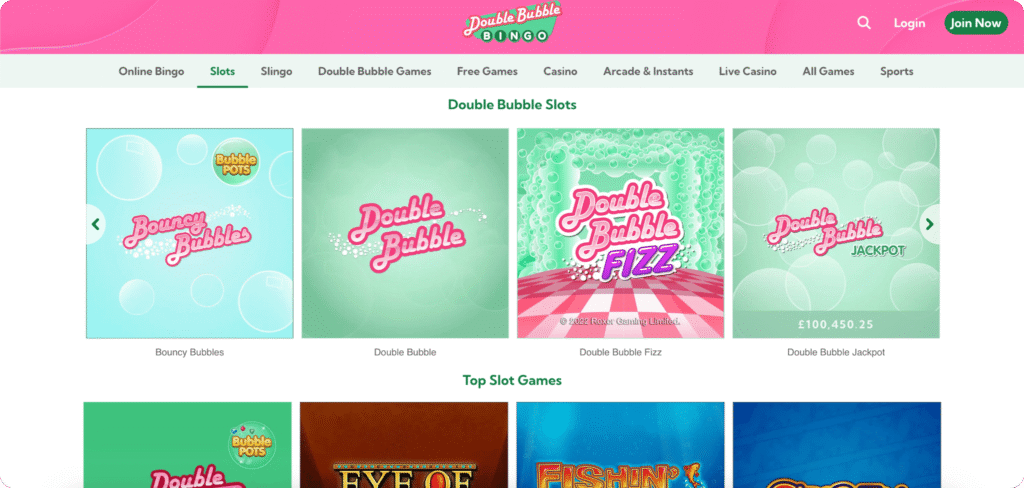 Double Bubble Bingo Casino Slots Lobby