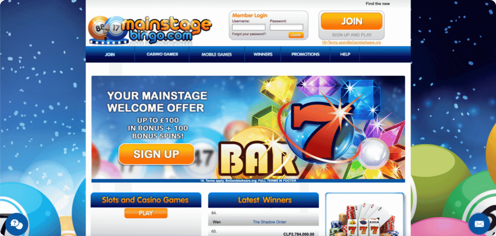 Mainstage Bingo Casino Slots Lobby
