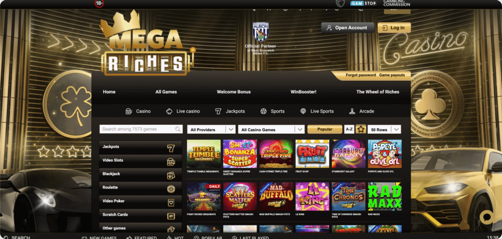 Mega Riches Casino Slots Lobby