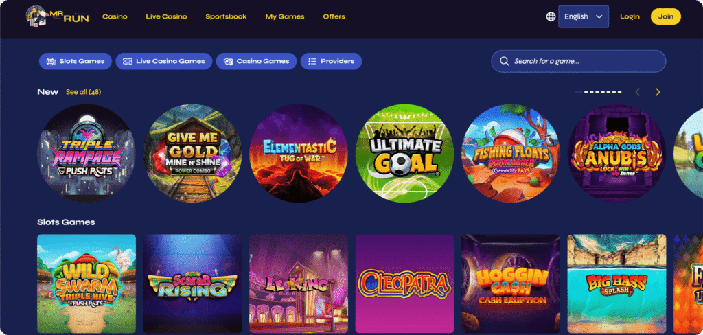 MrRun Casino Slots Lobby