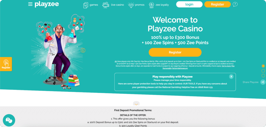 Playzee Casino Homepage