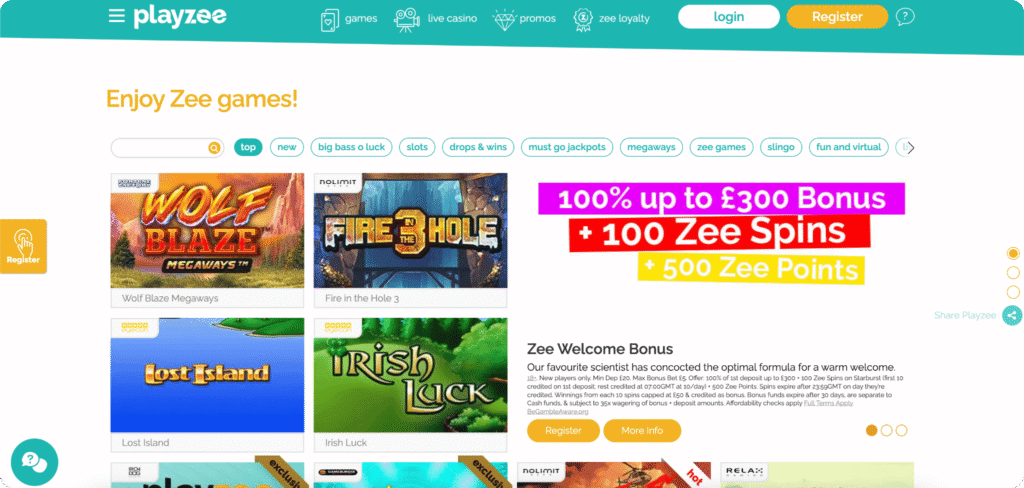 Playzee Casino Slots Lobby