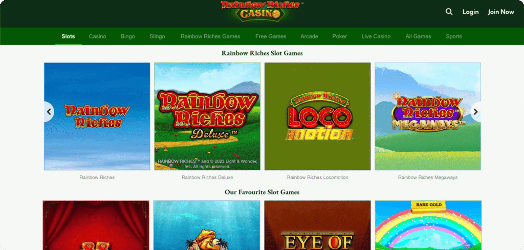 Rainbow Riches Casino Slots Lobby