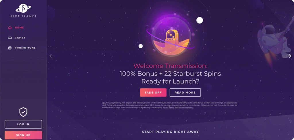 Slot Planet Casino homepage
