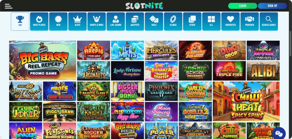 Slotnite Casino Slots Lobby