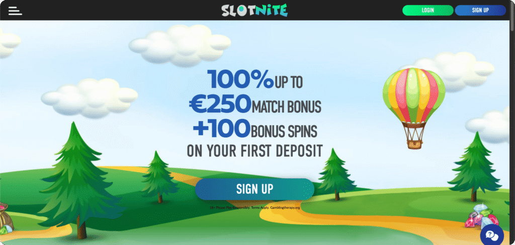 Slotnite Casino homepage