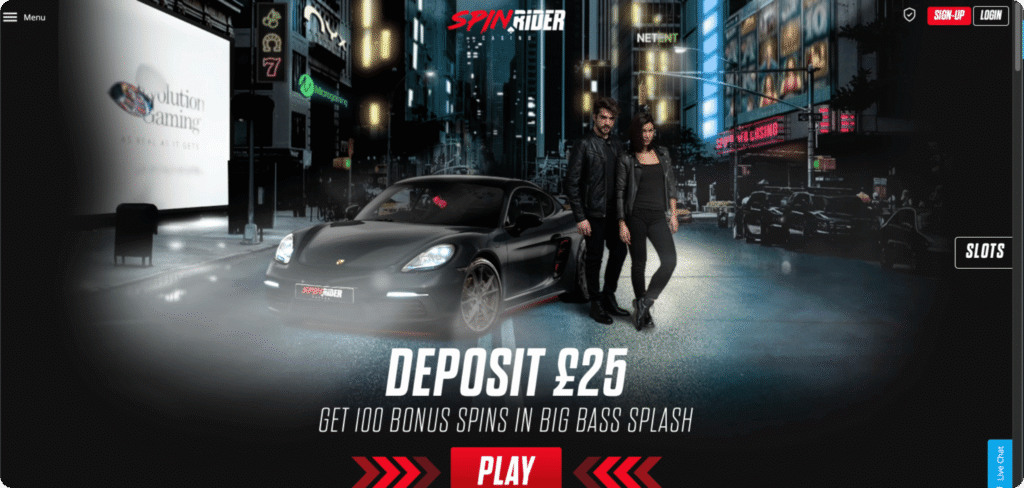 Spin Rider Casino Homepage