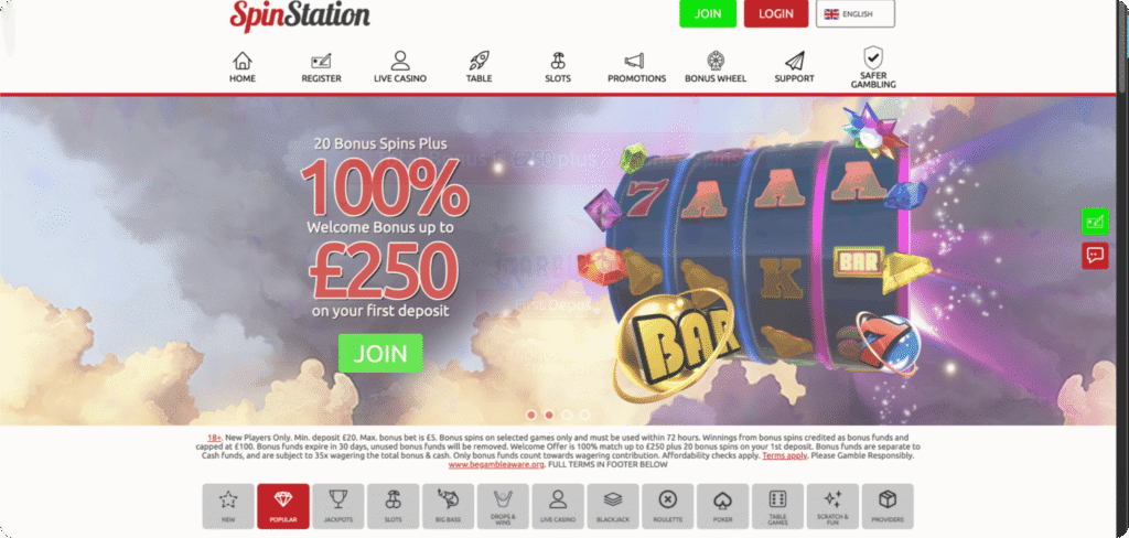 Spin Station Casino homepage