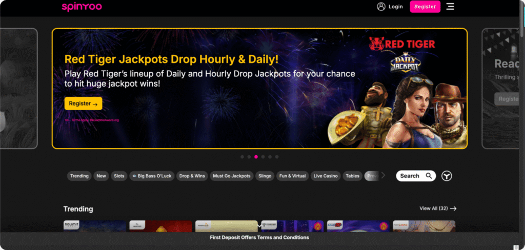 SpinYoo Casino homepage
