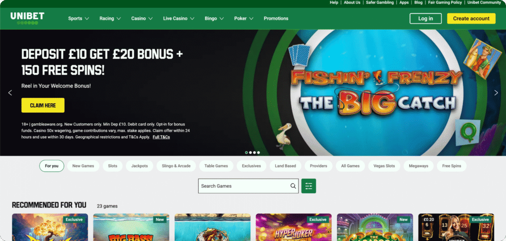 Unibet Casino Slots Lobby