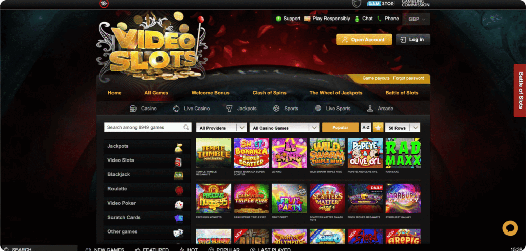 Videoslots Casin Slots Lobby