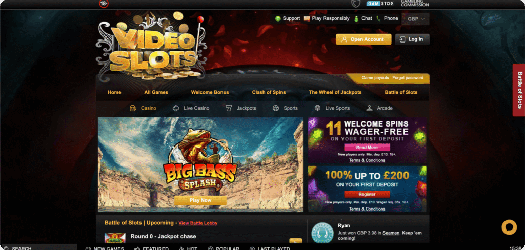 Videoslots casino homepage