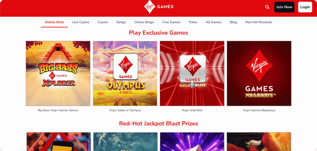 Virgin Games Casino Slots Lobby