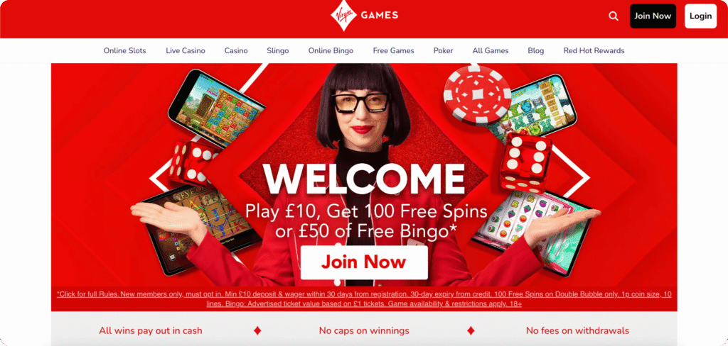 Virgin Games Casino homepage