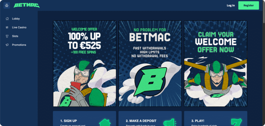 Betmac Casino homepage
