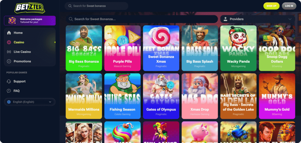 Betzter Casino Slots Lobby