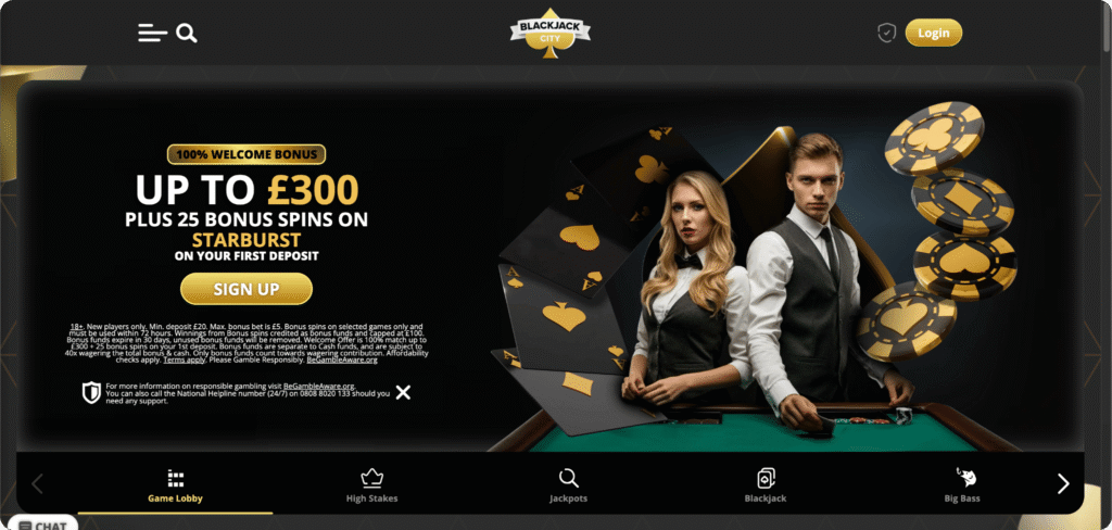 Blackjack City Casino Homepage