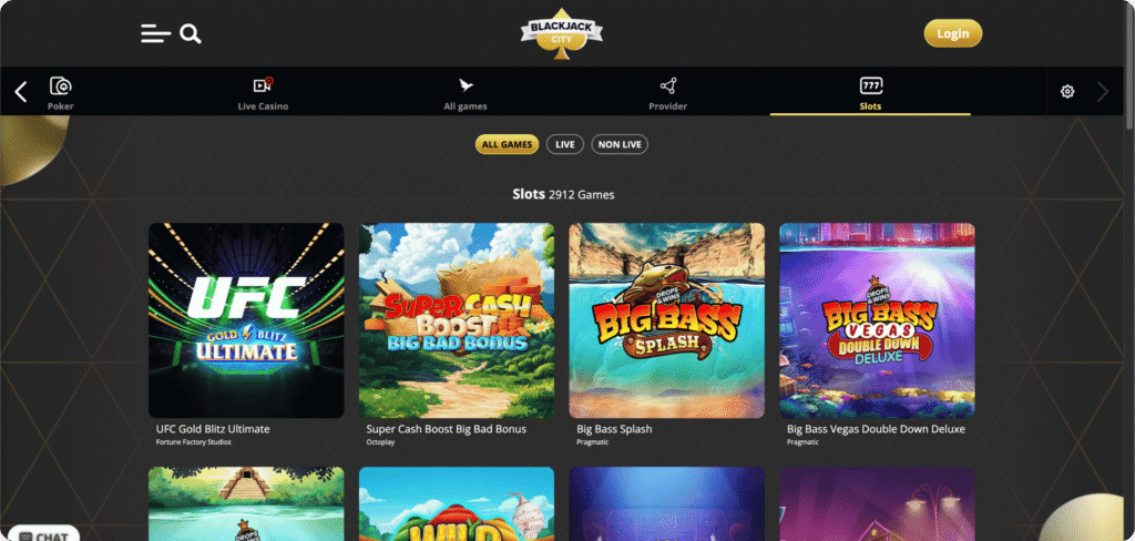 Blackjack City Casino Slots Lobby