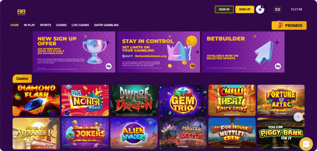 BrotherBets Casino homepage