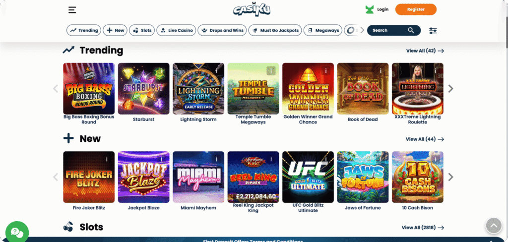 Casiku Casino slots lobby