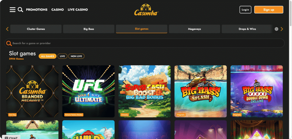 Casimba Casino Slots Lobby