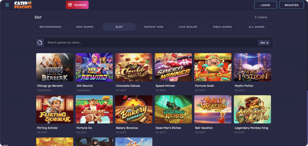 Casino Peaches Slots Lobby