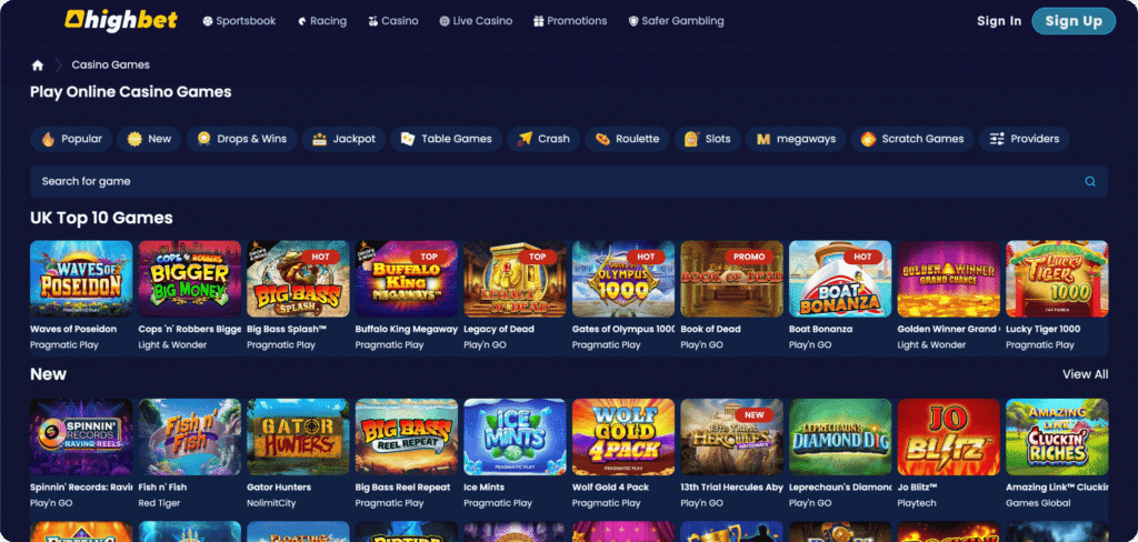 Highbet Casino Slots Lobby