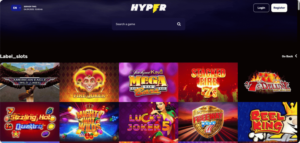 Hyper Casino Slots Lobby