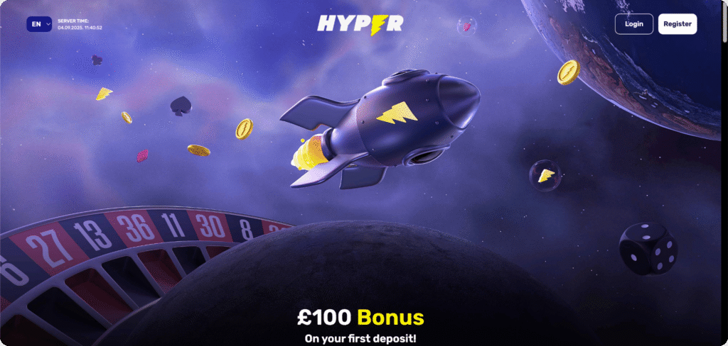 Hyper Casino homepage