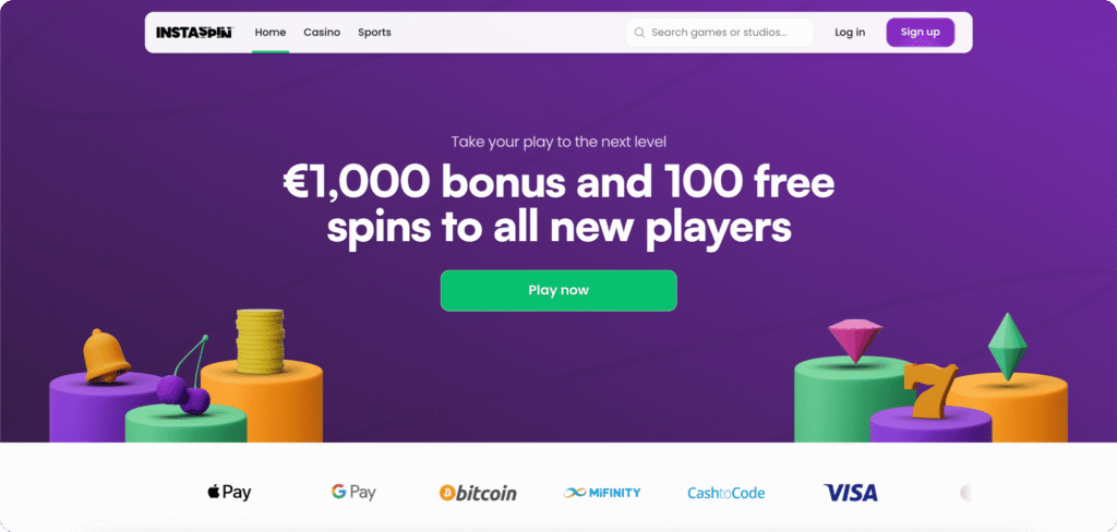 Instaspin Casino homepage
