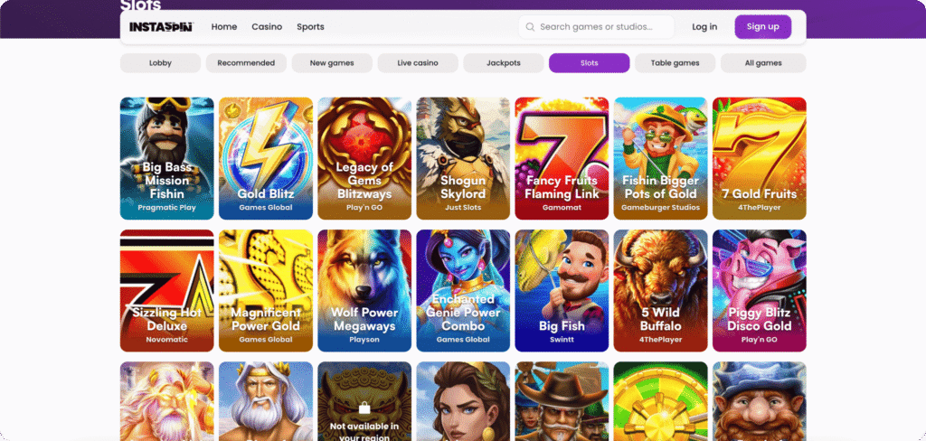 Instaspin Casino slots lobby