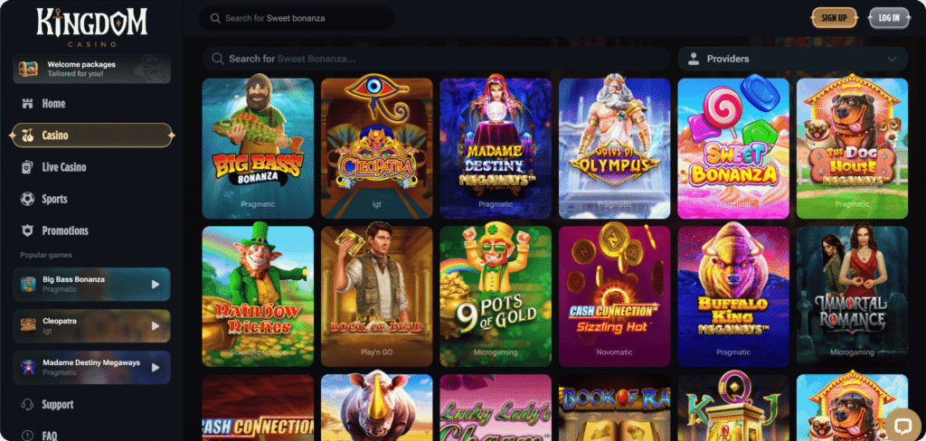 Kingdom Casino slots lobby