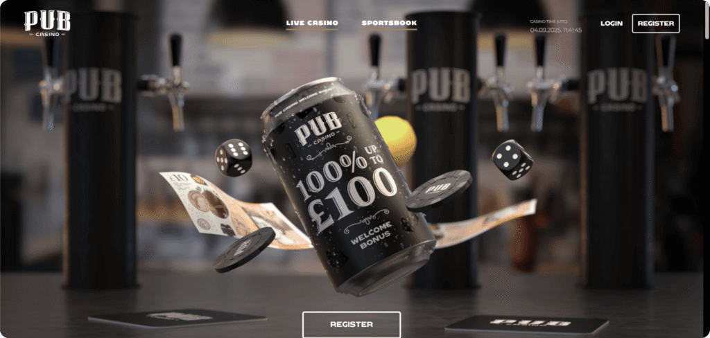 Pub Casino homepage