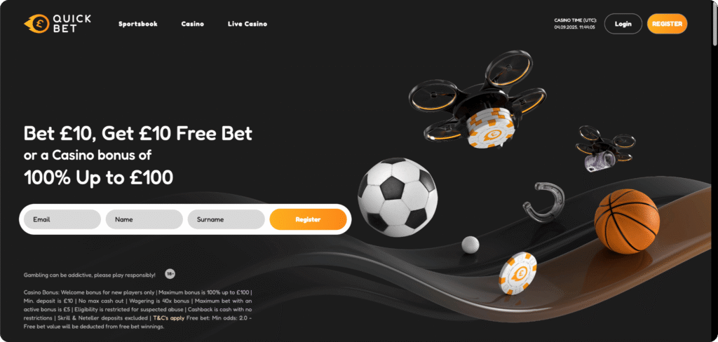 QuickBet Casino homepage