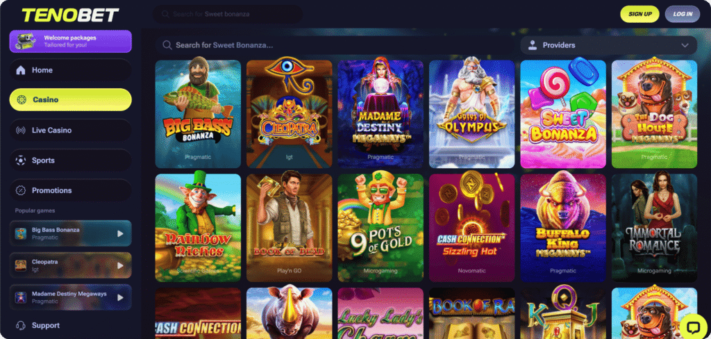 Tenbet Casino Slots Lobby