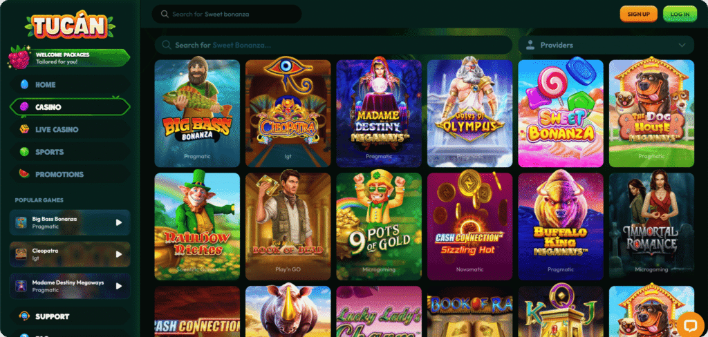 Tucan Casino Slots Lobby